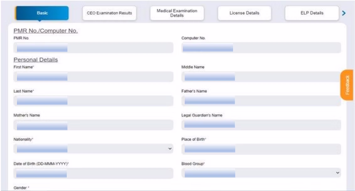 eGCA portal step screenshot