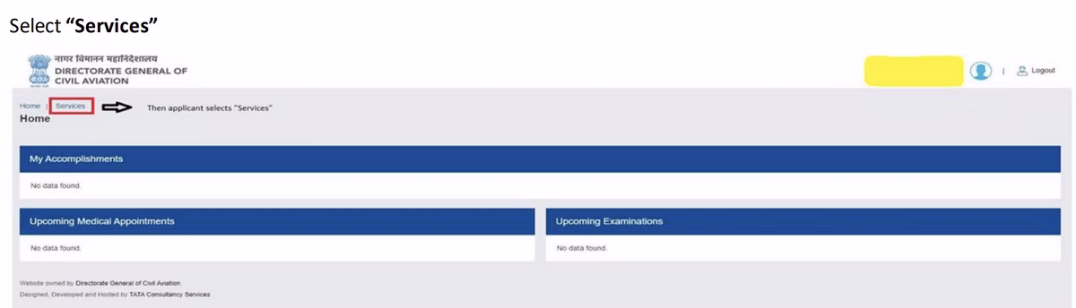 eGCA portal step screenshot