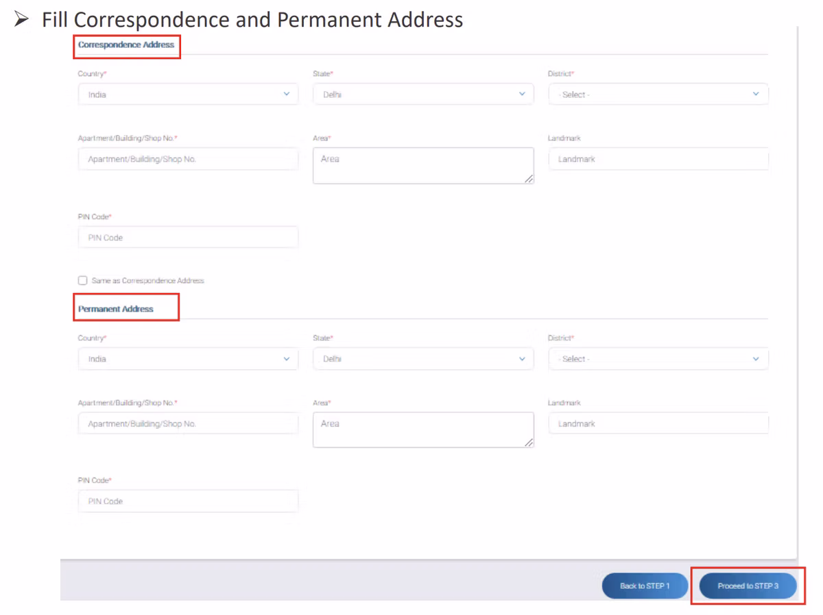 eGCA portal step screenshot
