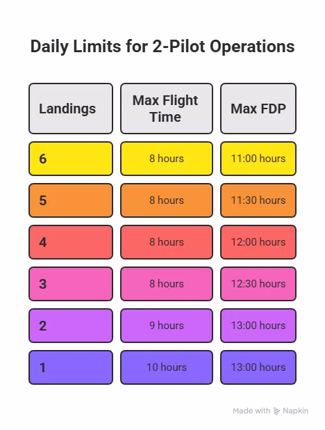 Daily limits for 2 pilots ops