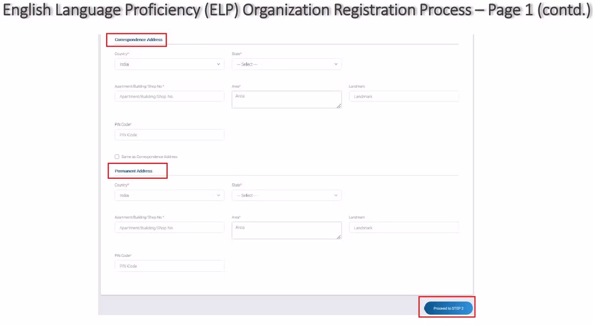 eGCA portal step screenshot