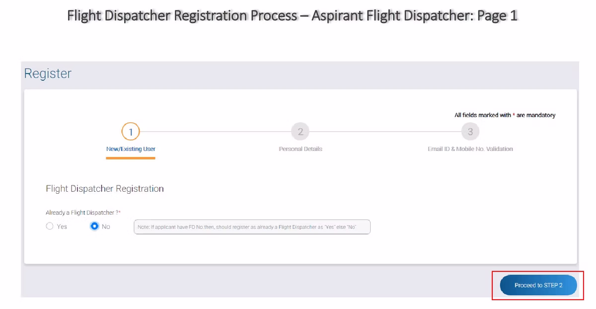 eGCA portal step screenshot