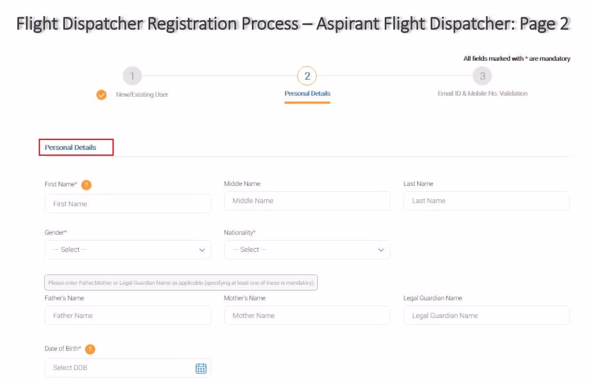 eGCA portal step screenshot