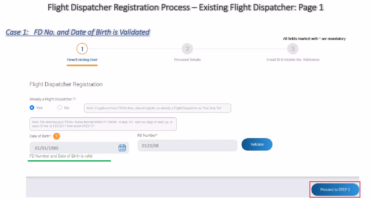 eGCA portal step screenshot