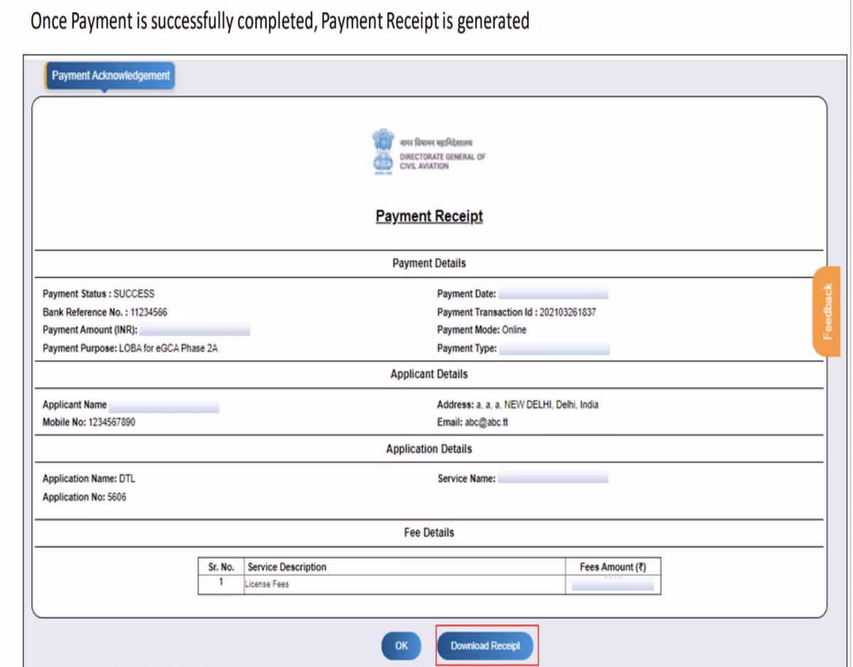 eGCA portal step screenshot