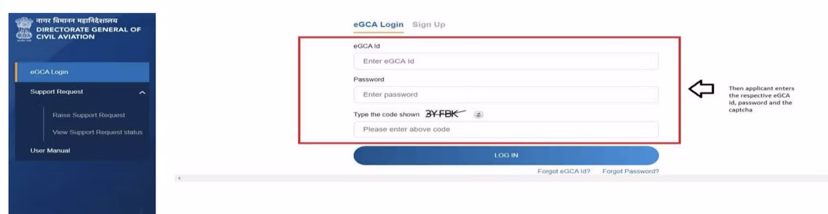 eGCA portal step screenshot
