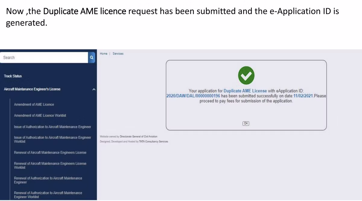 eGCA portal step screenshot