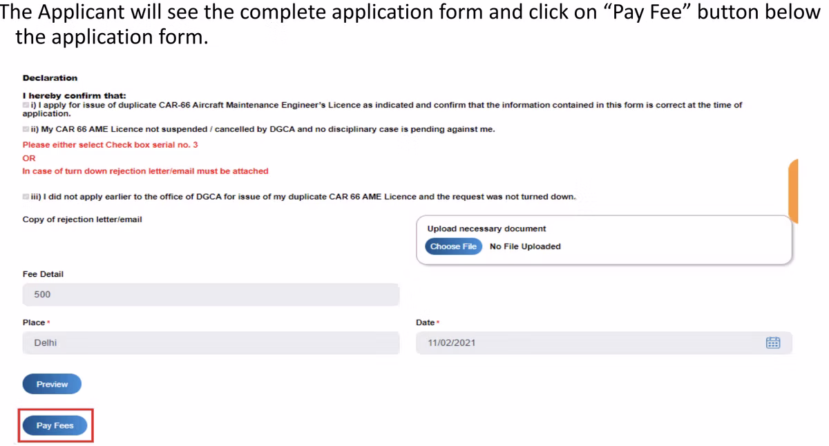 eGCA portal step screenshot