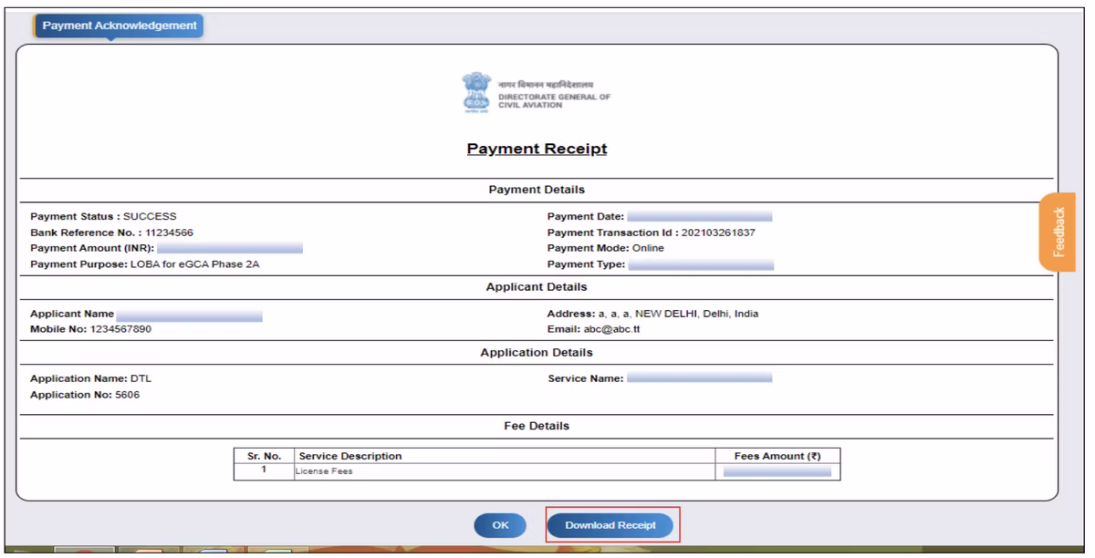 eGCA portal step screenshot