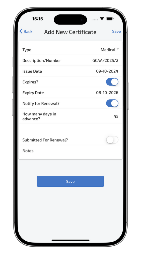 add and manage expiries screen on a phone 2