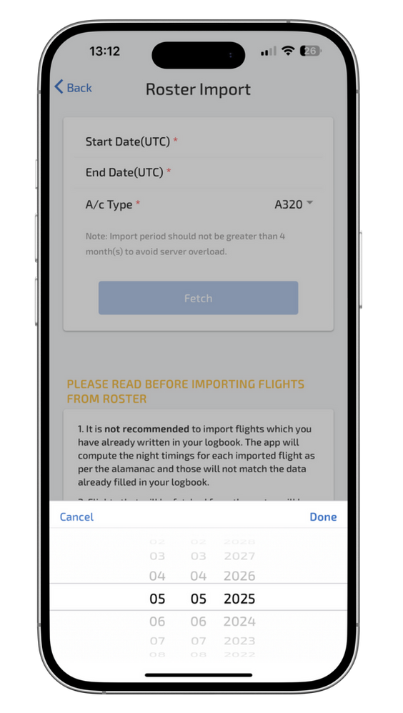 Wingman imported flights list on a phone
