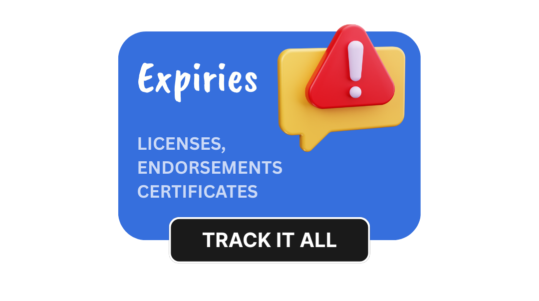 Wingman Pilot Logbook licenses and expiries tracking screen