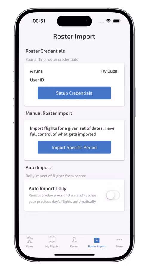 Wingman Pilot Logbook screen