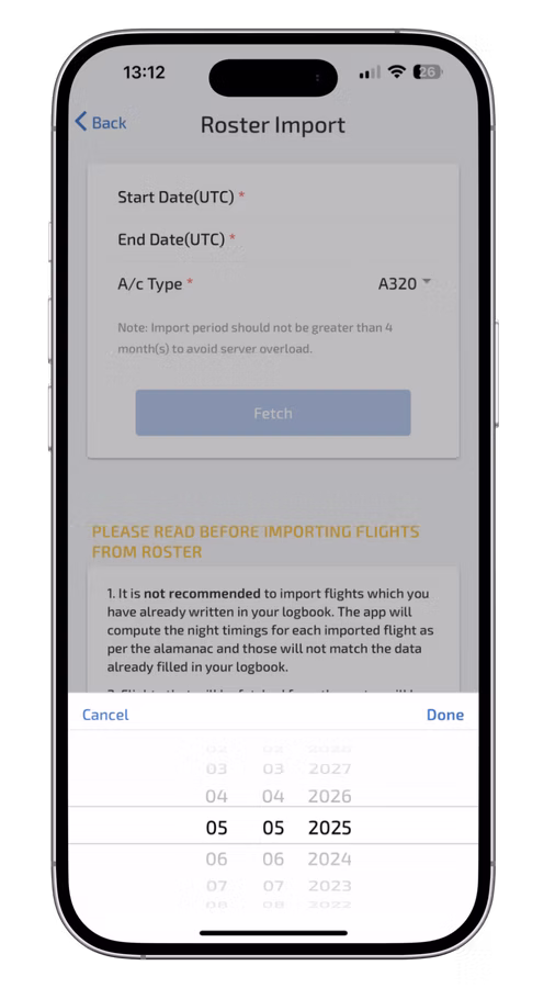Wingman Pilot Logbook screen