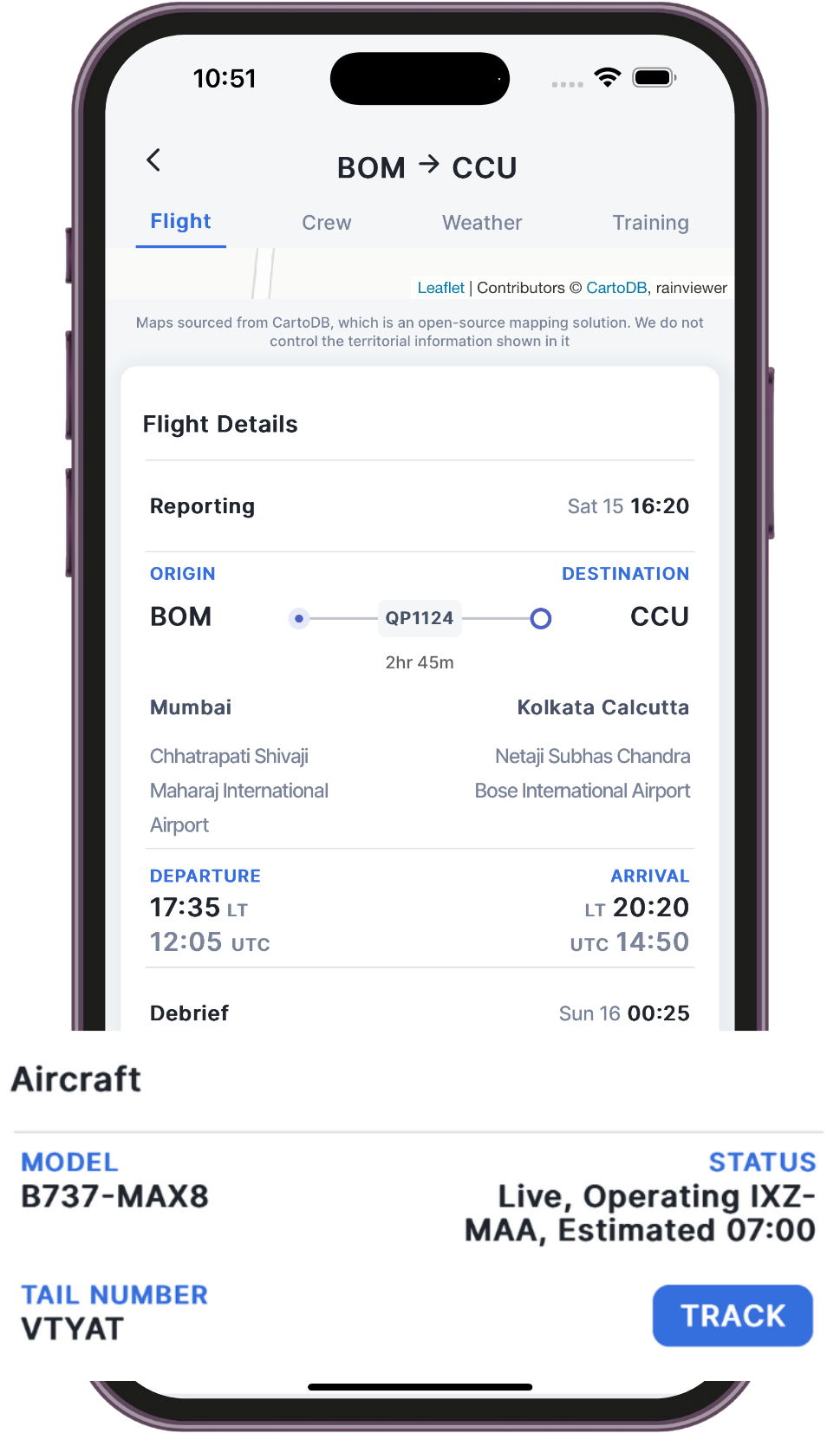 Mini-preflight briefing on a phone