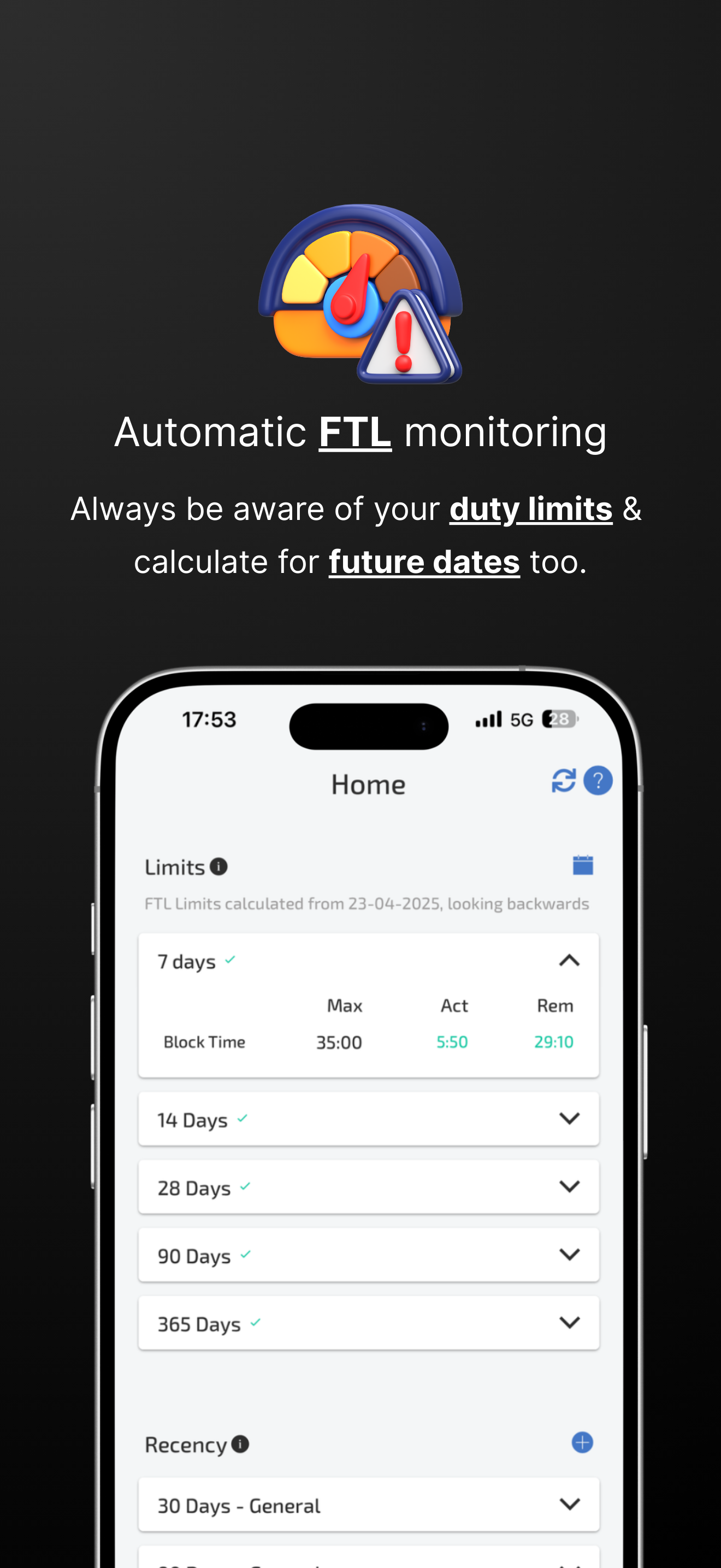 Custom Flight Time Limits and Recency Groups