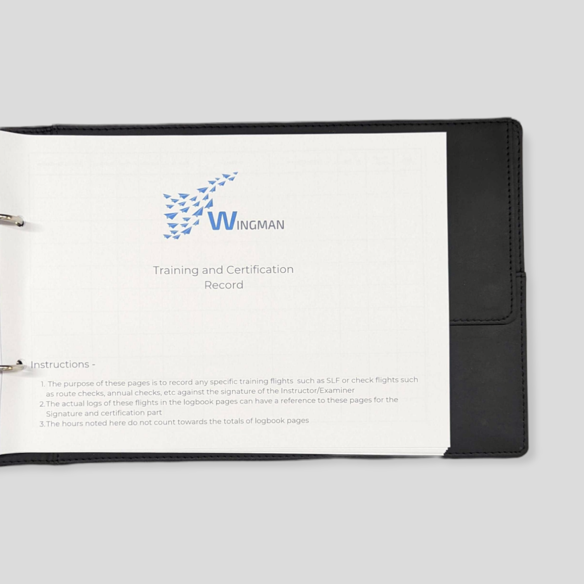 Wingman Smart Logbook Binder open