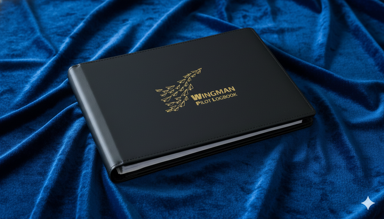 Wingman Smart Logbook Binder on blue velvet